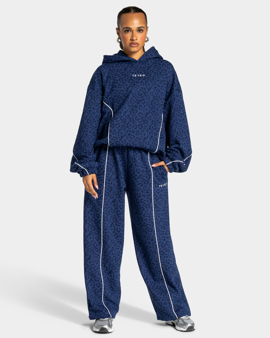 Sweat à capuche Contrastline « Léopard bleu foncé »