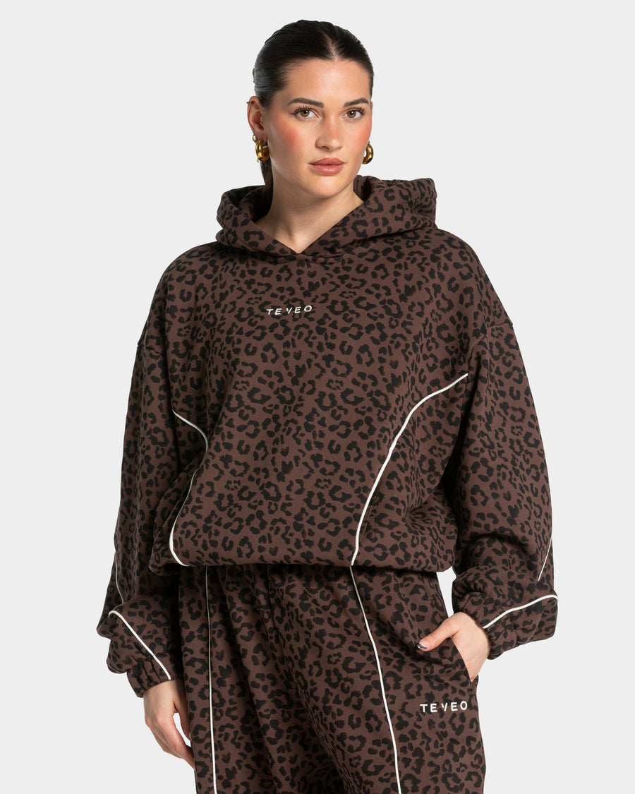 Sweat à capuche Contrastline « léopard Espresso »