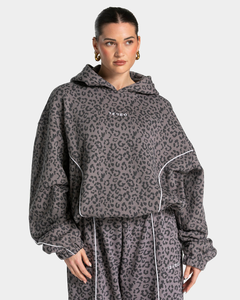Sweat à capuche Contrastline « léopard graphite »