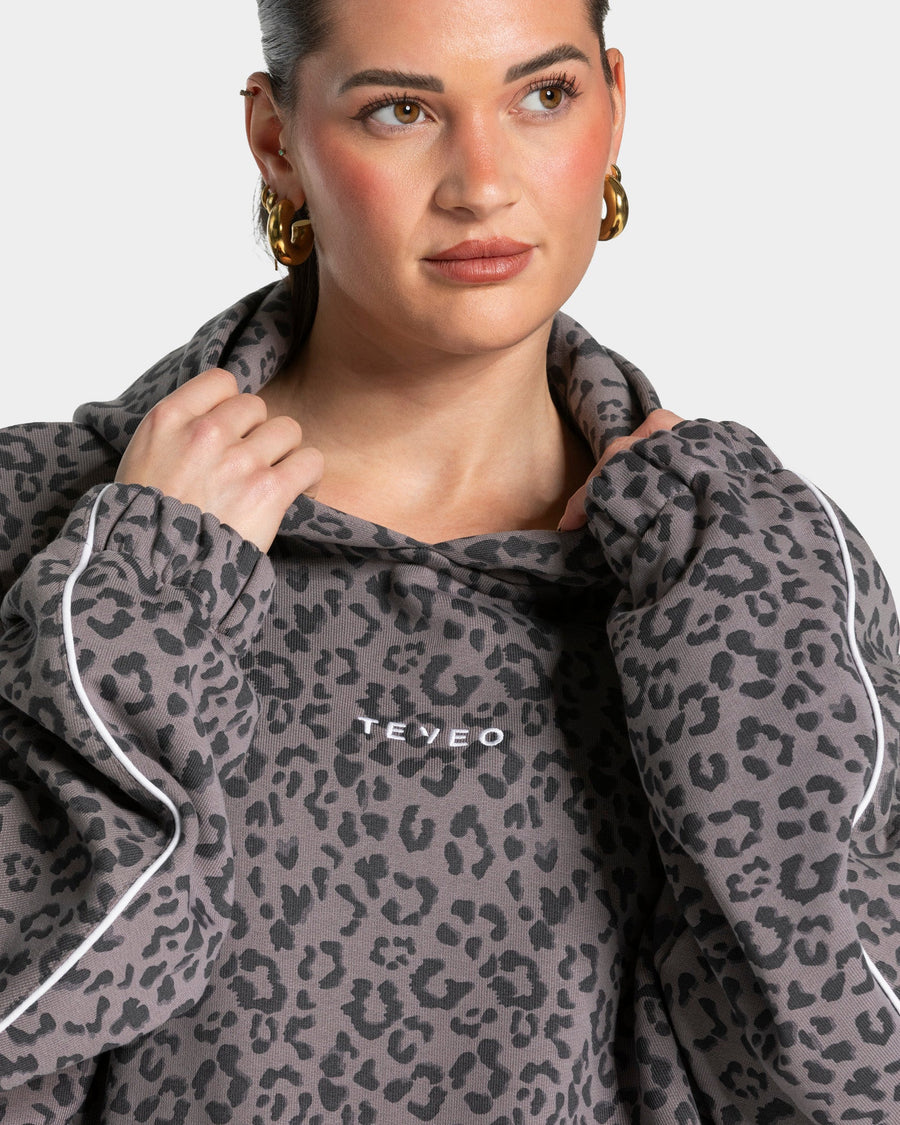 Sweat à capuche Contrastline « léopard graphite »