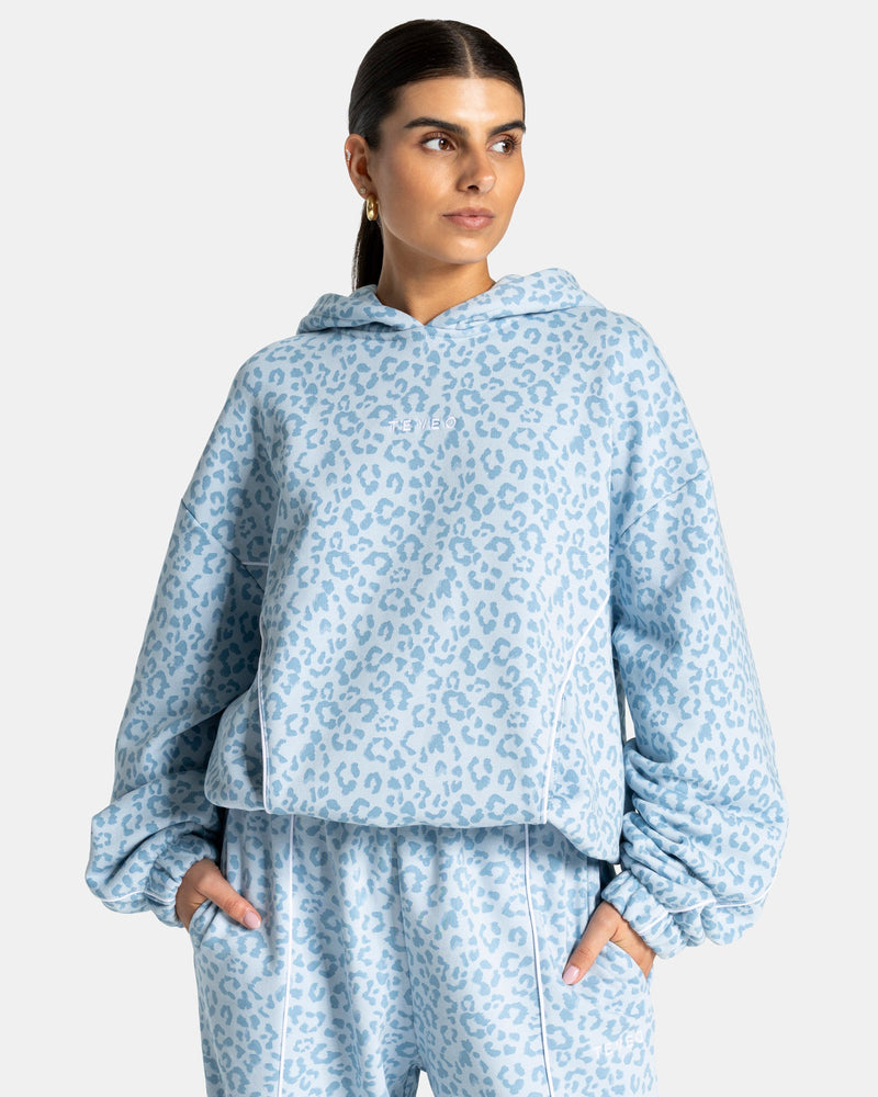 Sweat à capuche Contrastline « Léopard bleu layette »