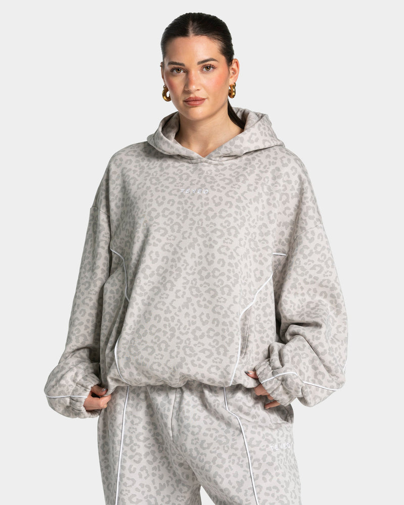 Sweat à capuche Contrastline « léopard gris clair »