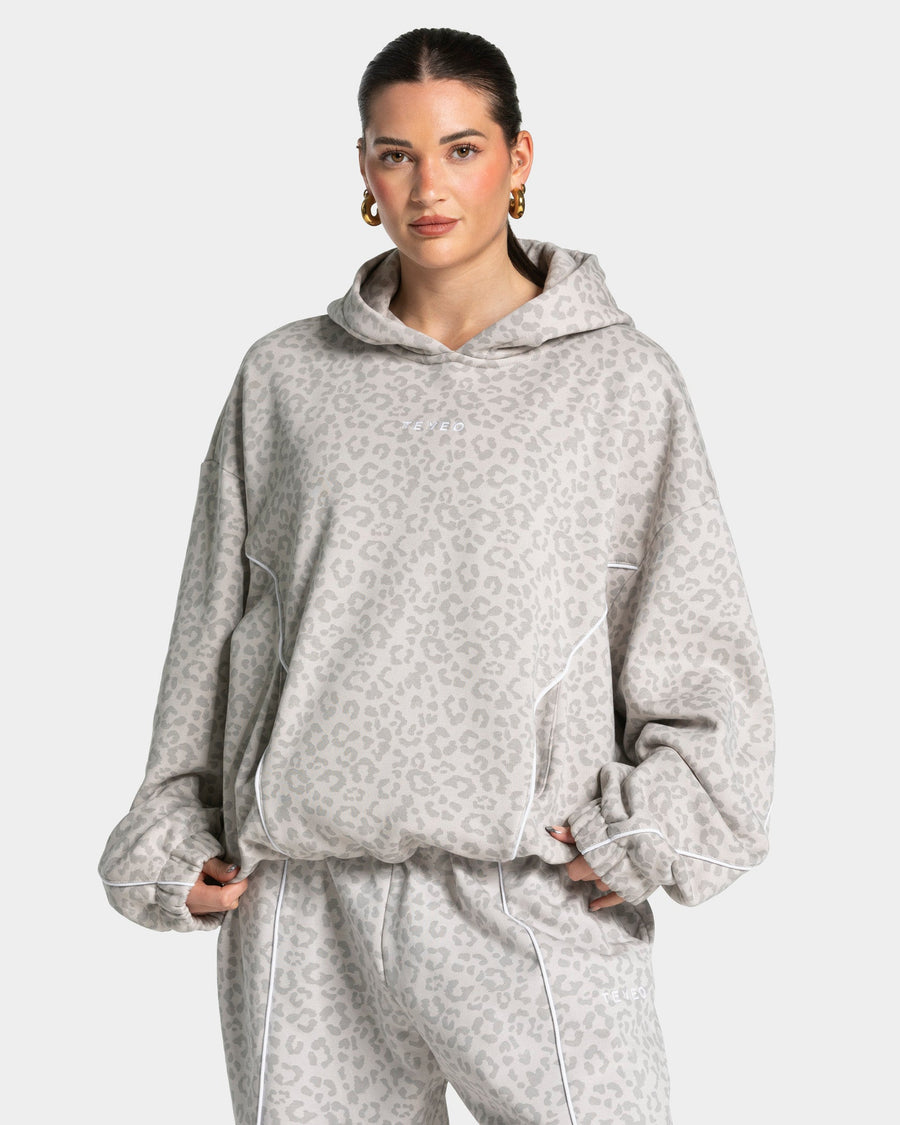 Sweat à capuche Contrastline « léopard gris clair »