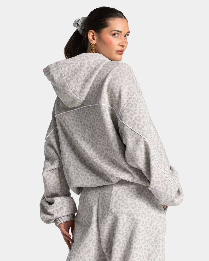 Sweat à capuche Contrastline « léopard gris clair »