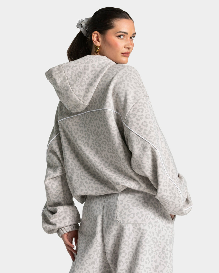 Sweat à capuche Contrastline « léopard gris clair »