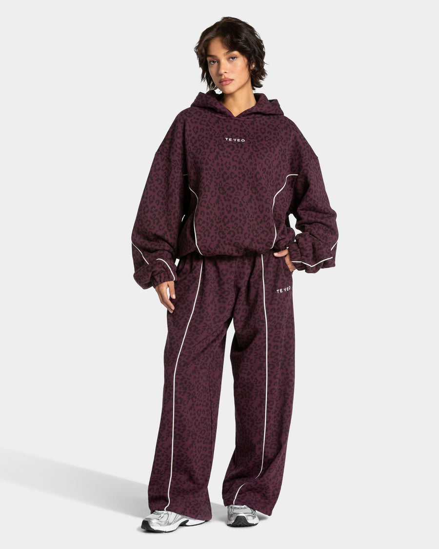 Sweat à capuche Contrastline « léopard Merlot »