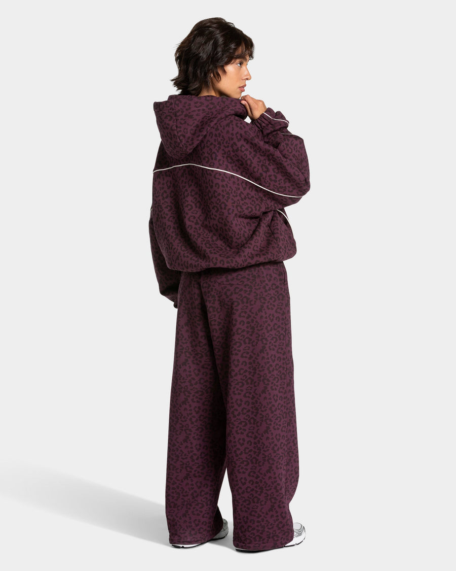 Sweat à capuche Contrastline « léopard Merlot »