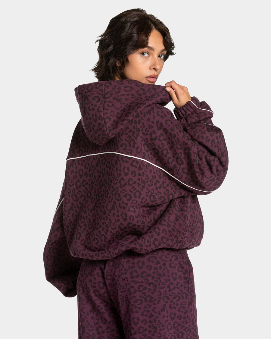 Sweat à capuche Contrastline « léopard Merlot »