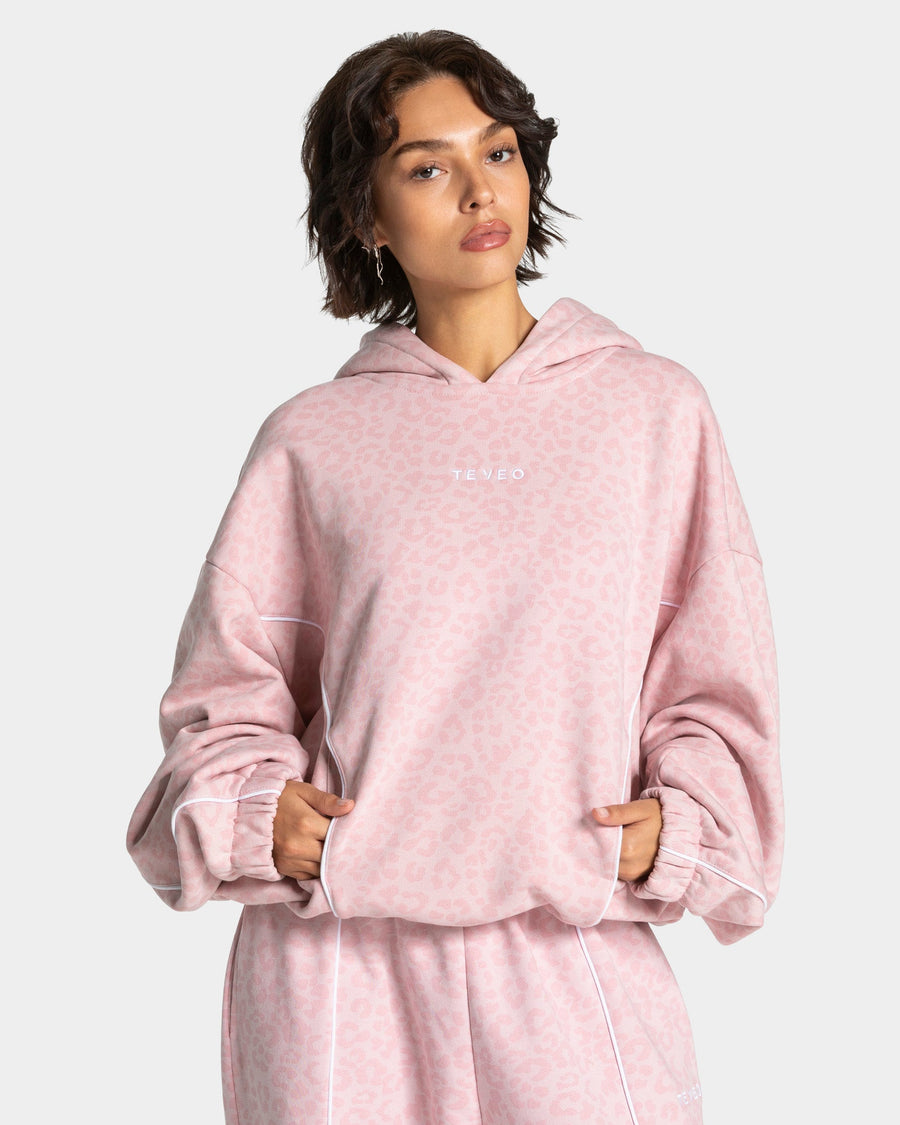 Sweat à capuche Contrastline « léopard rose »