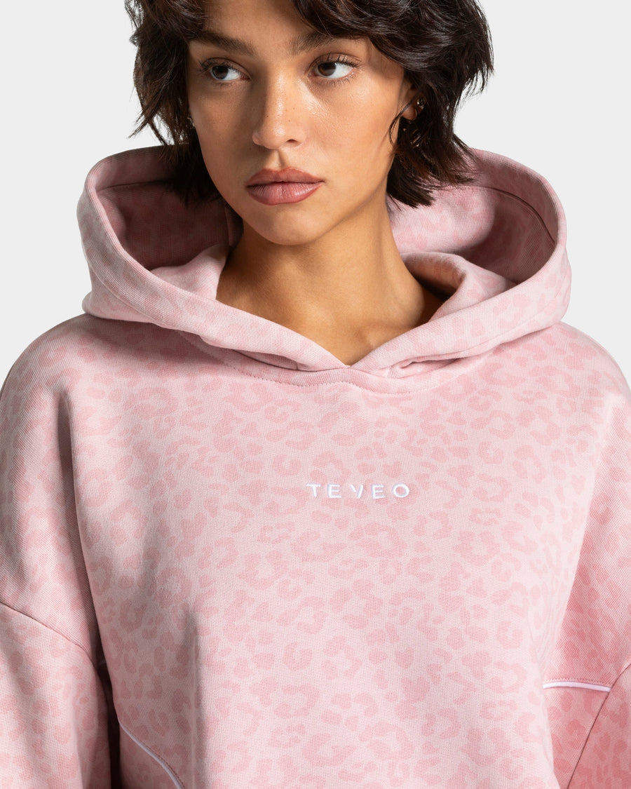 Sweat à capuche Contrastline « léopard rose »