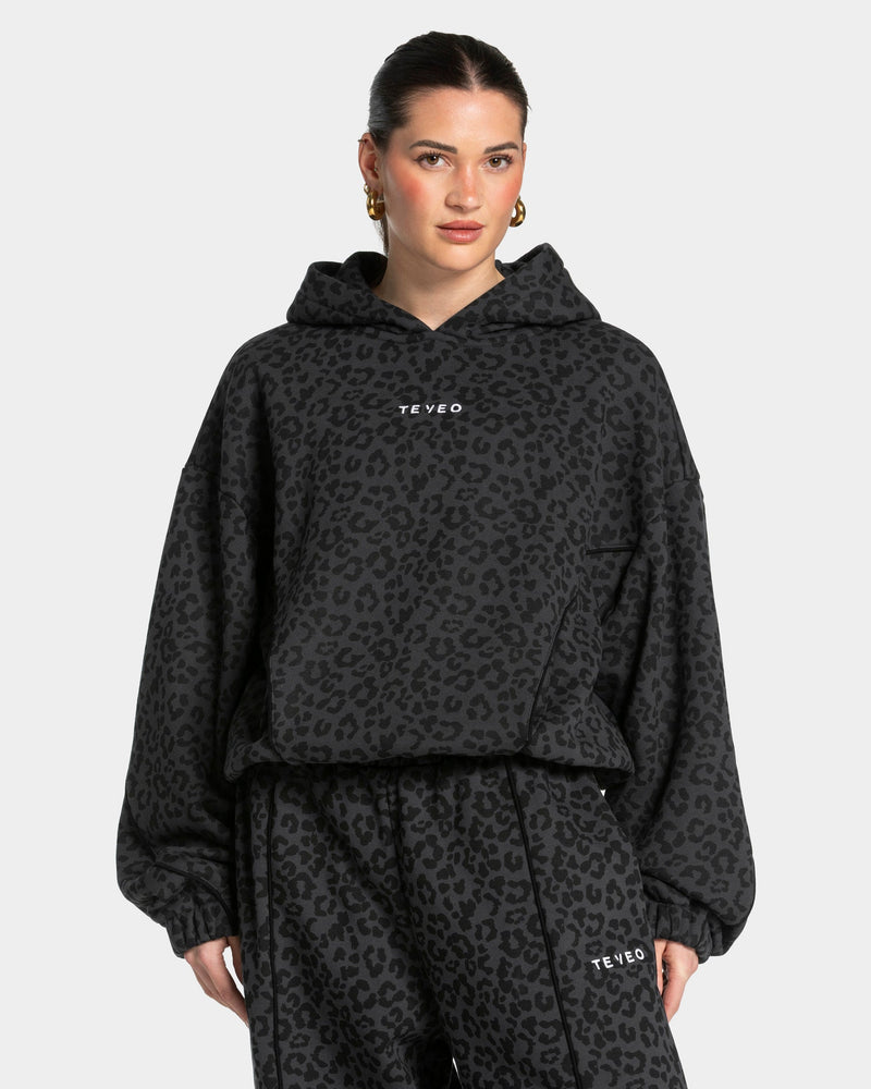 Sweat à capuche Contrastline « léopard noir »