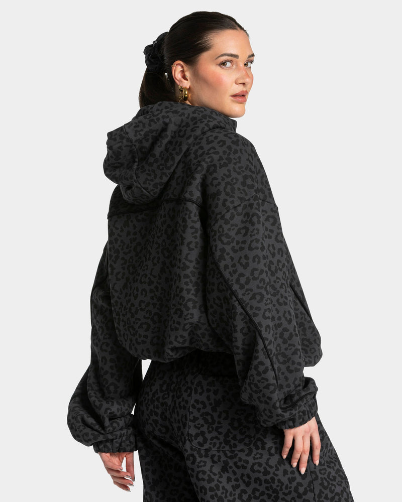 Sweat à capuche Contrastline « léopard noir »