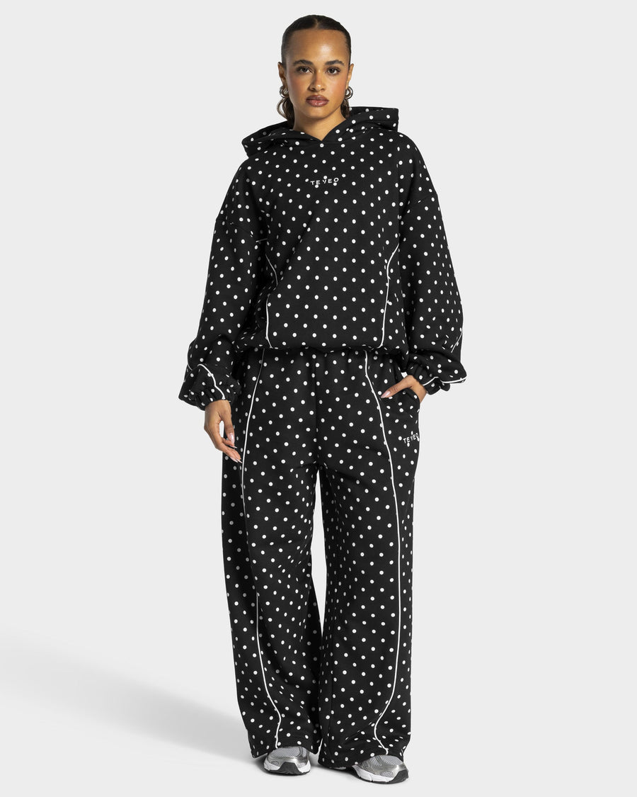 Sweat à capuche Contrastline « noir à pois »