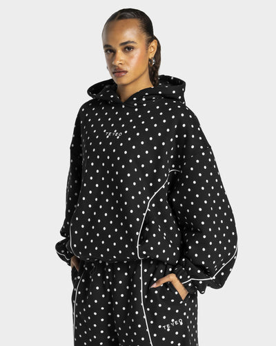 Sweat à capuche Contrastline « noir à pois »