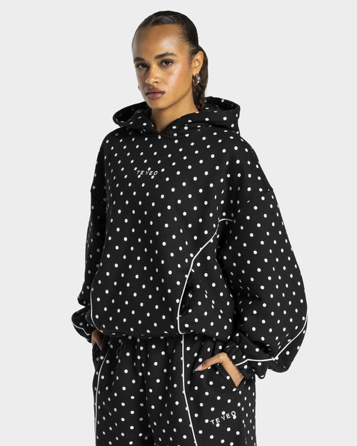 Sweat à capuche Contrastline « noir à pois »