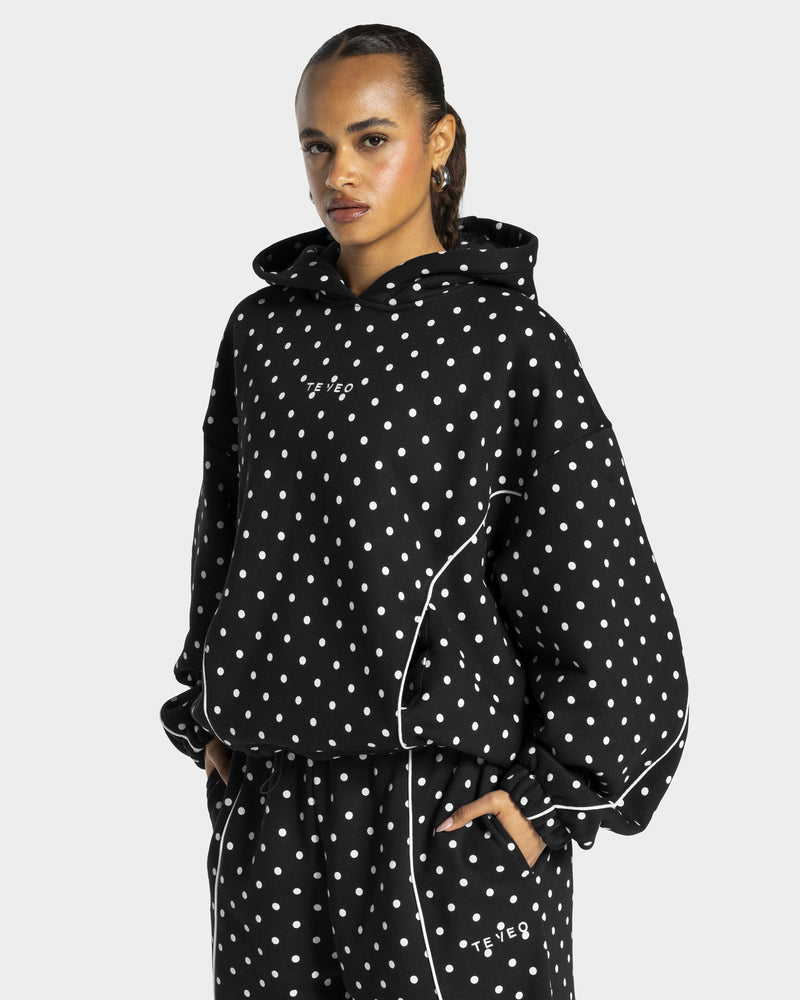 Sweat à capuche Contrastline « noir à pois »
