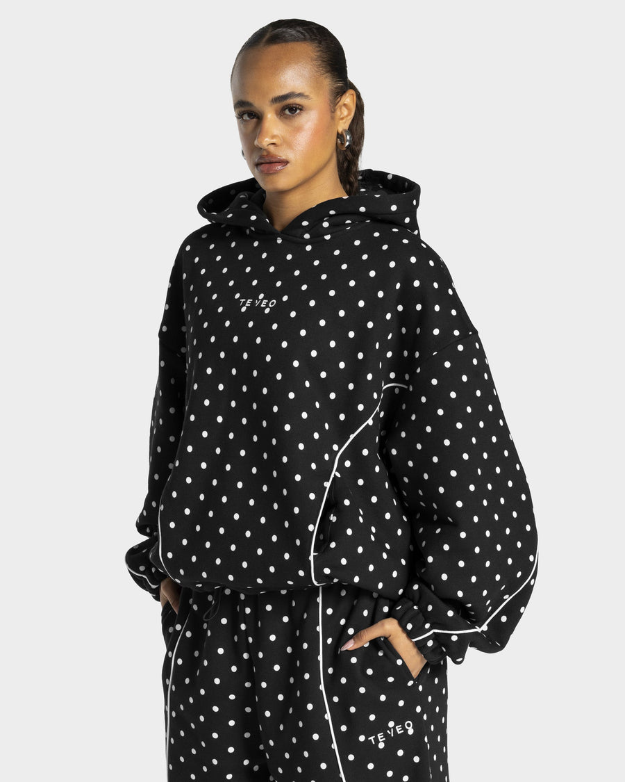 Sweat à capuche Contrastline « noir à pois »