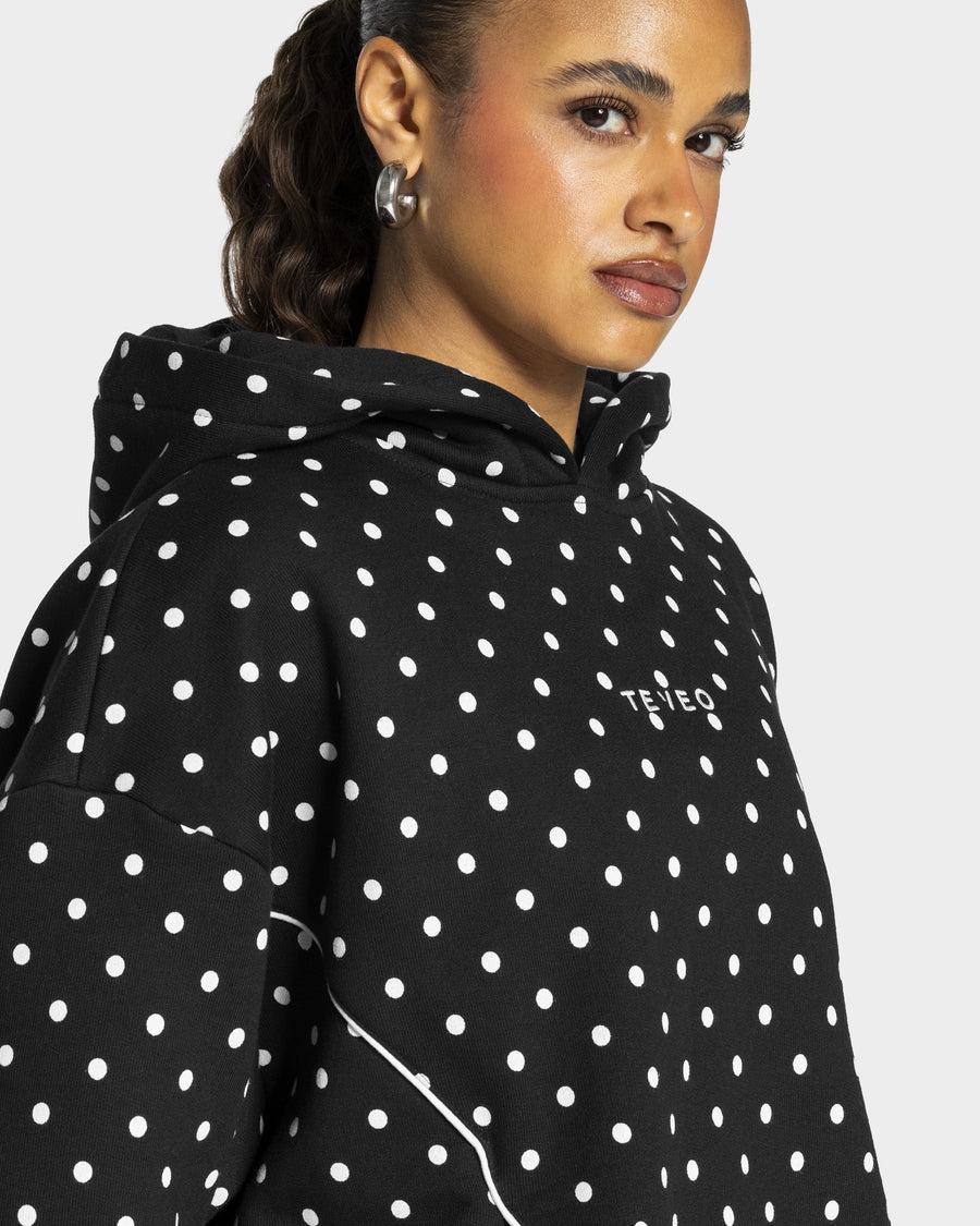 Sweat à capuche Contrastline « noir à pois »