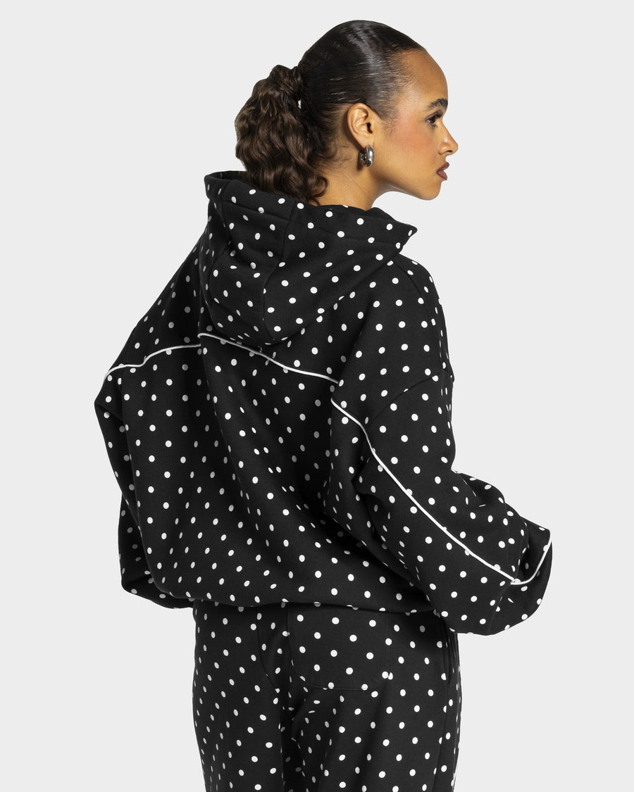 Sweat à capuche Contrastline « noir à pois »