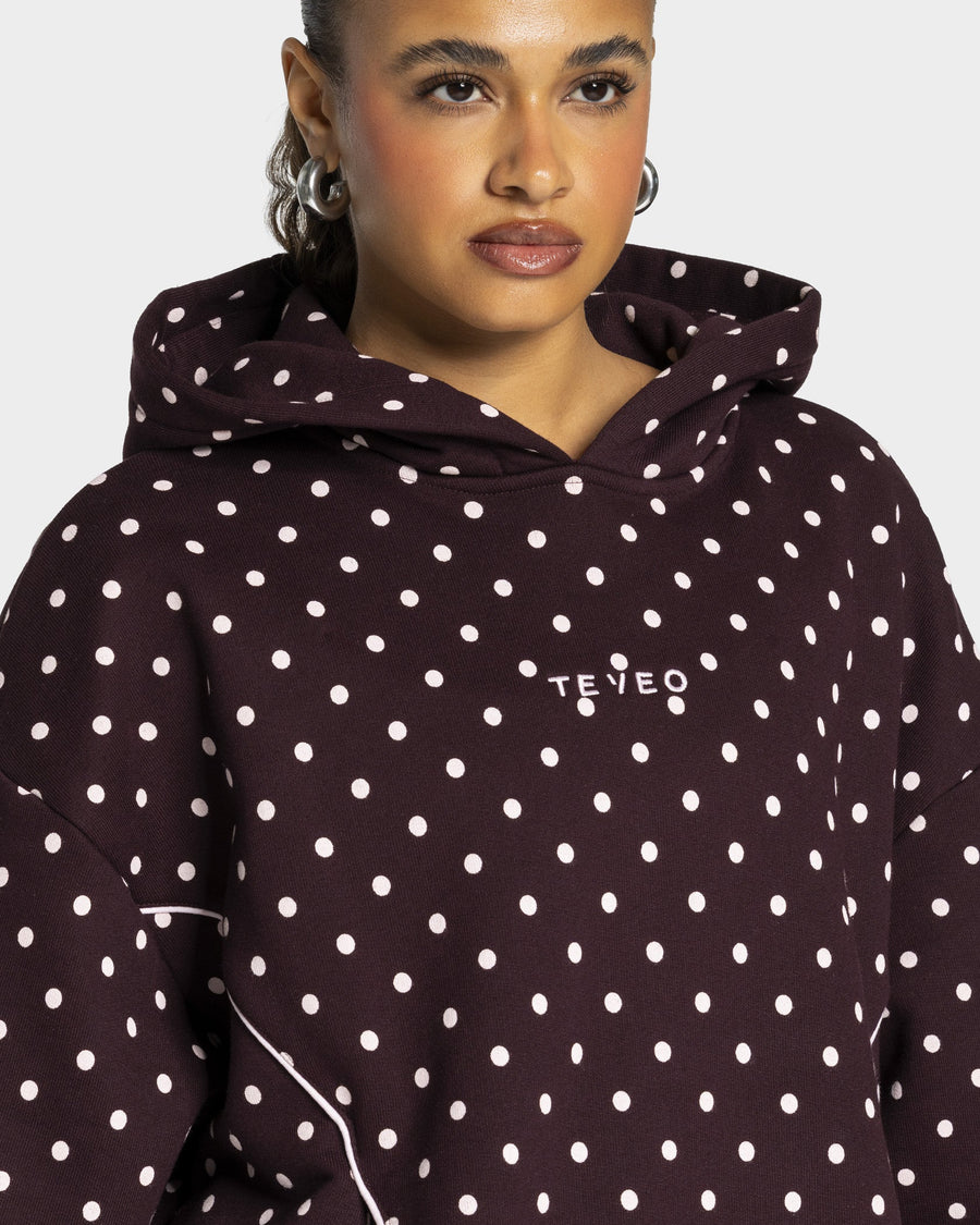 Sweat à capuche Contrastline « merlot à pois »