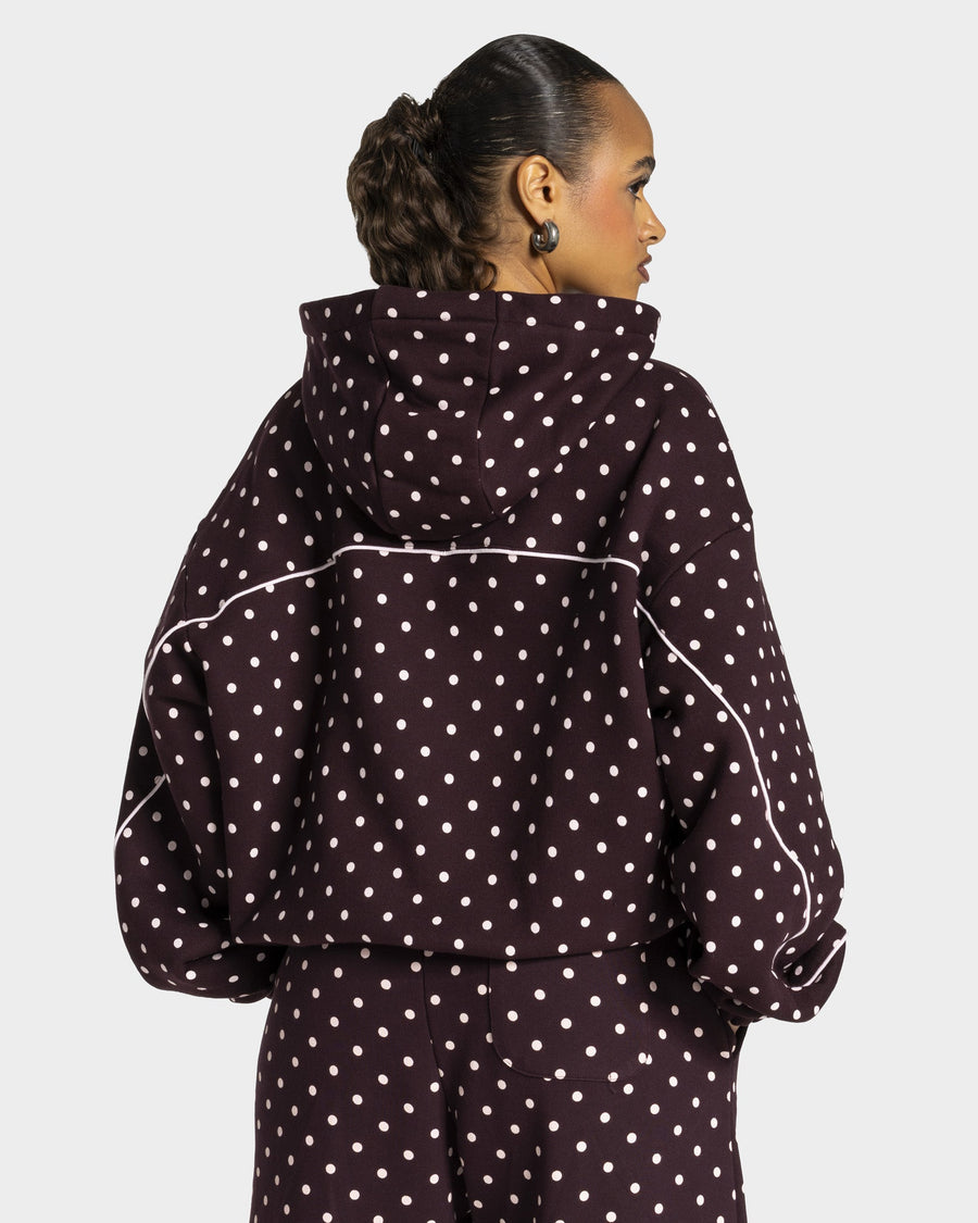 Sweat à capuche Contrastline « merlot à pois »
