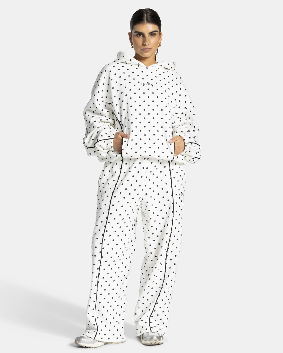 Sweat à capuche Contrastline « blanc à pois »