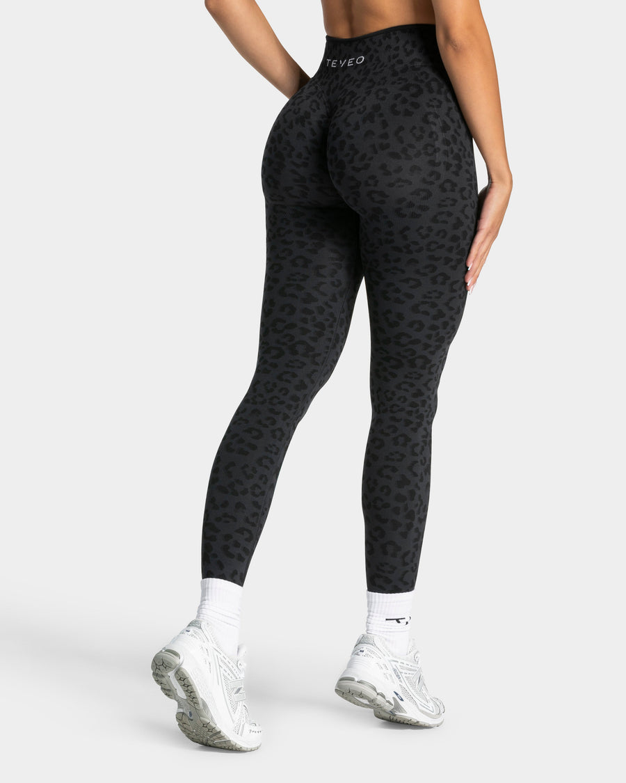 Legging Sculpt Scrunch Contrastline « léopard noir »