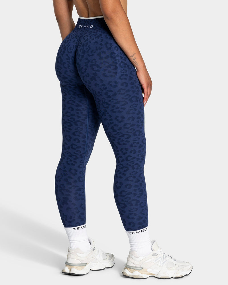 Legging Contrastline « Léopard bleu foncé »