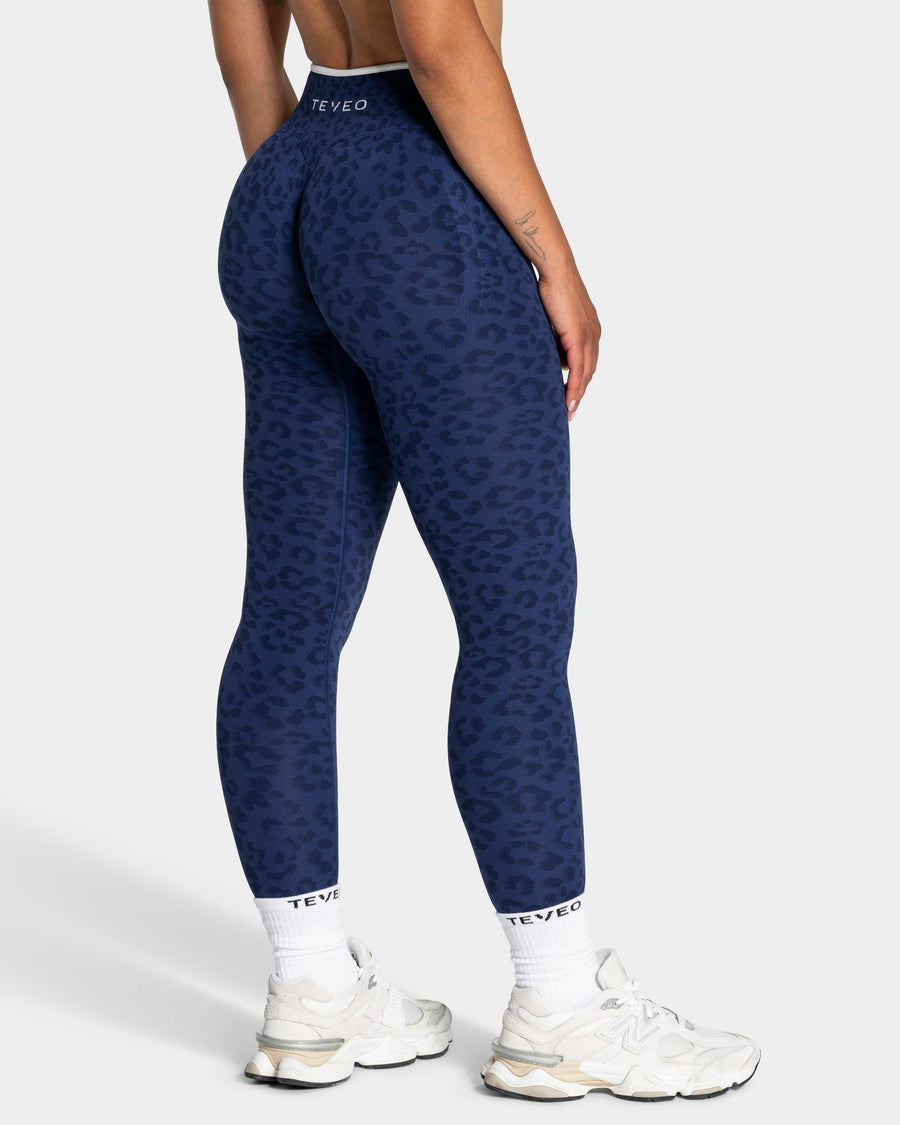 Legging Contrastline « Léopard bleu foncé »