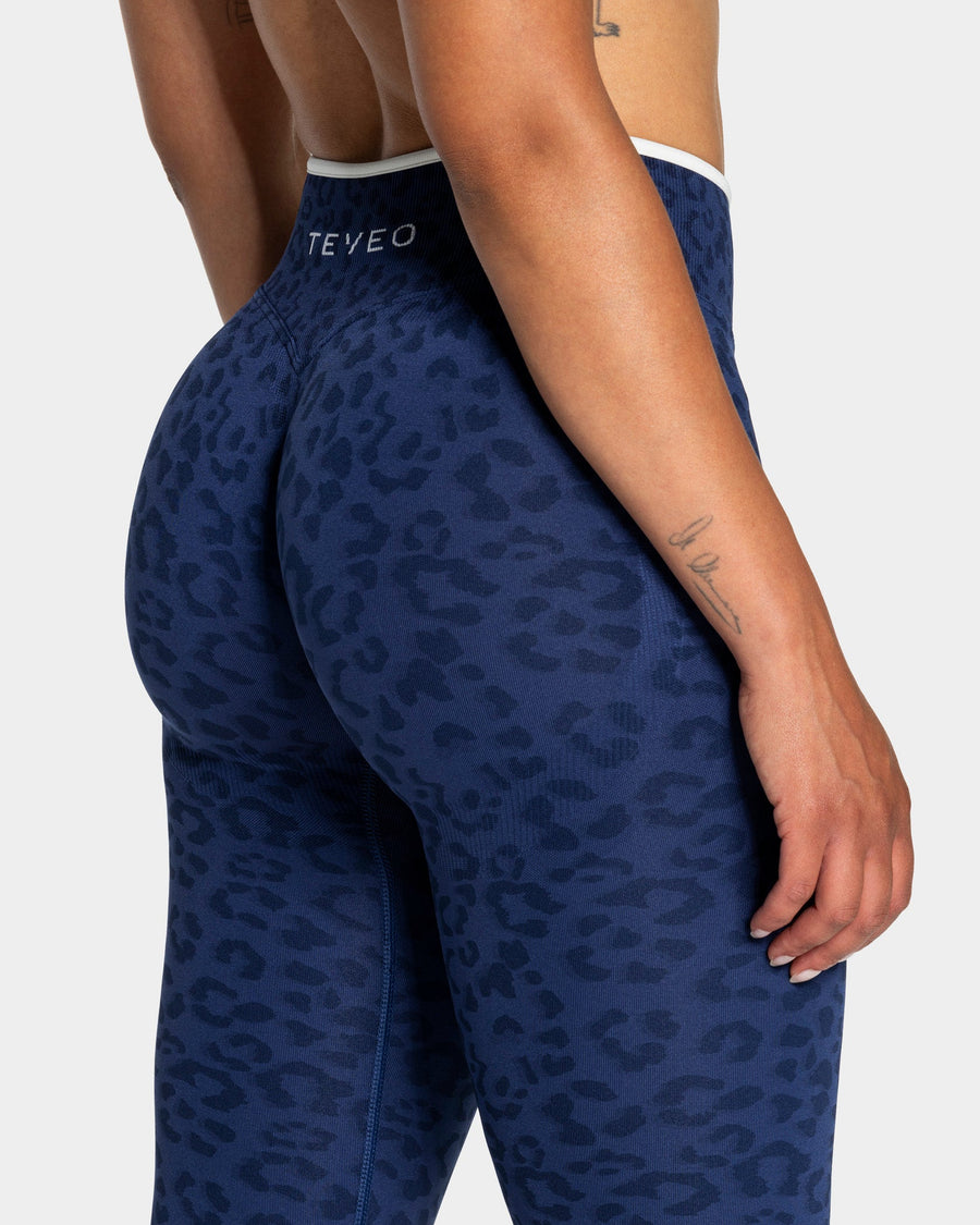 Legging Contrastline « Léopard bleu foncé »