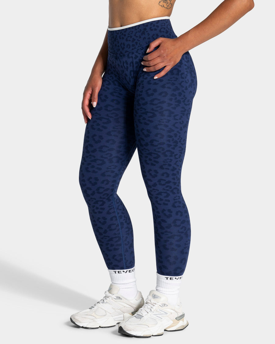 Legging Contrastline « Léopard bleu foncé »