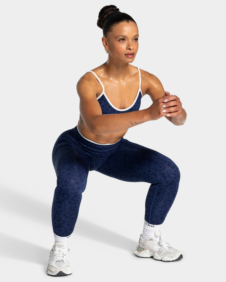 Legging Contrastline « Léopard bleu foncé »