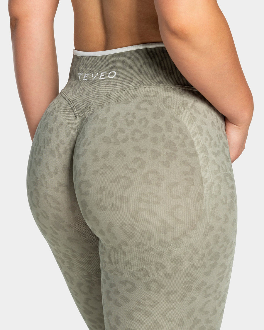 Legging Contrastline « Léopard kaki »