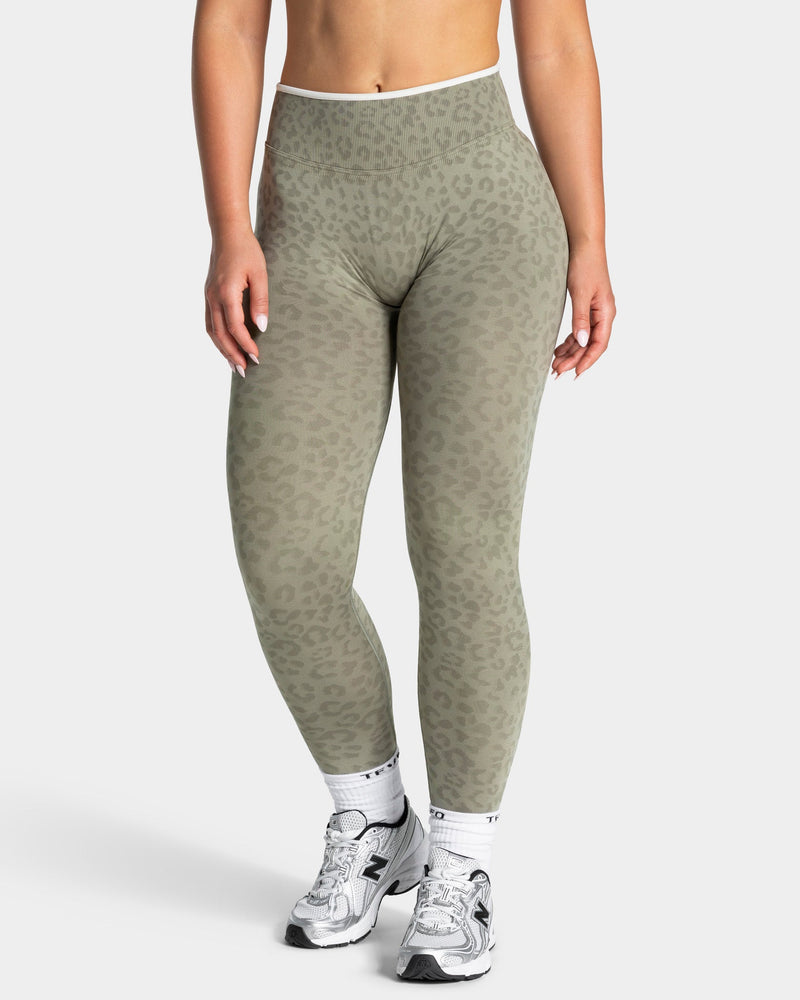 Legging Contrastline « Léopard kaki »