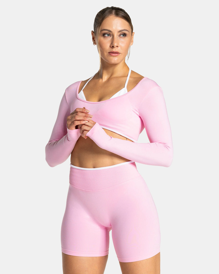 Haut à manches longues Contrastline « True Pink »