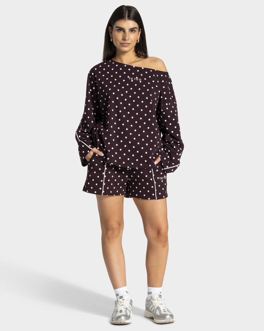 Short oversize Contrastline « merlot à pois »