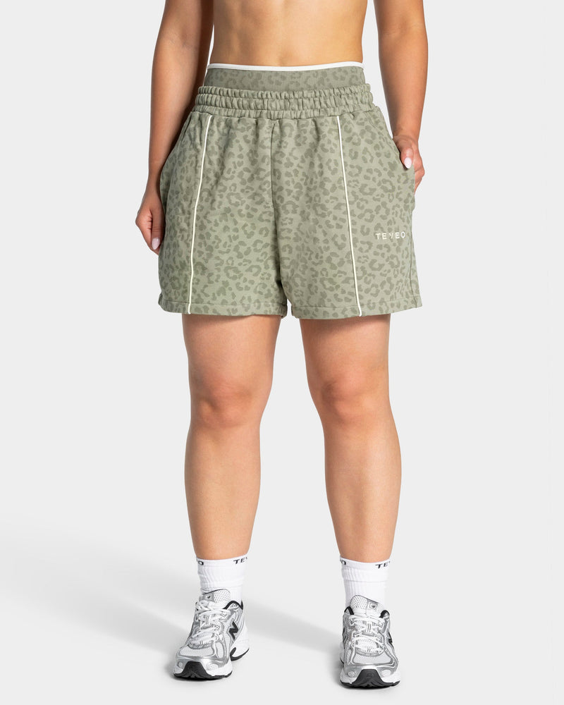 Short oversize Contrastline « Léopard kaki »