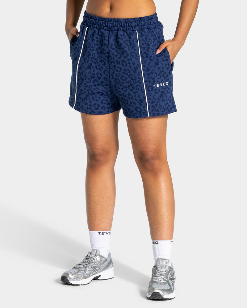Short oversize Contrastline « Léopard bleu foncé »