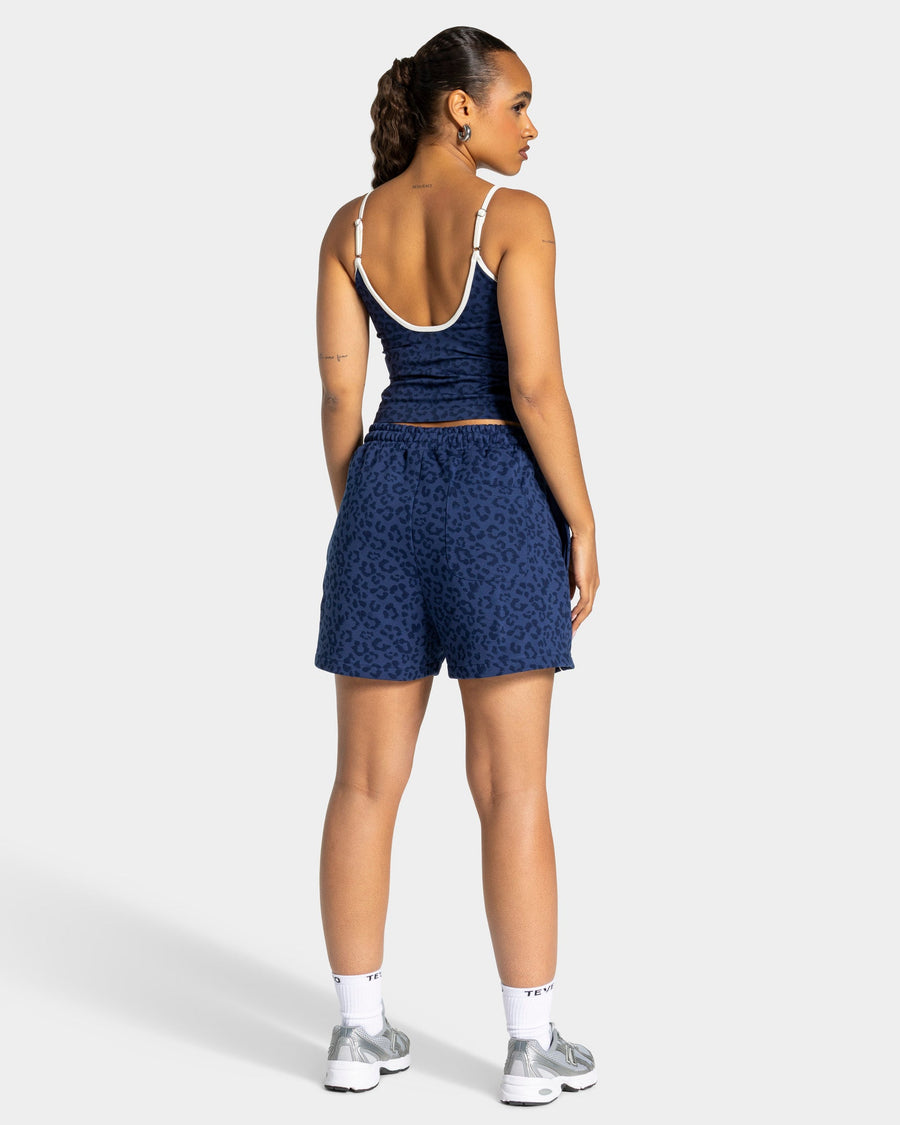 Short oversize Contrastline « Léopard bleu foncé »