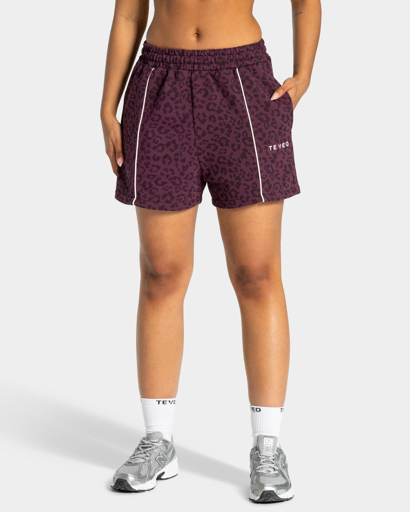 Short oversize Contrastline « Léopard merlot »