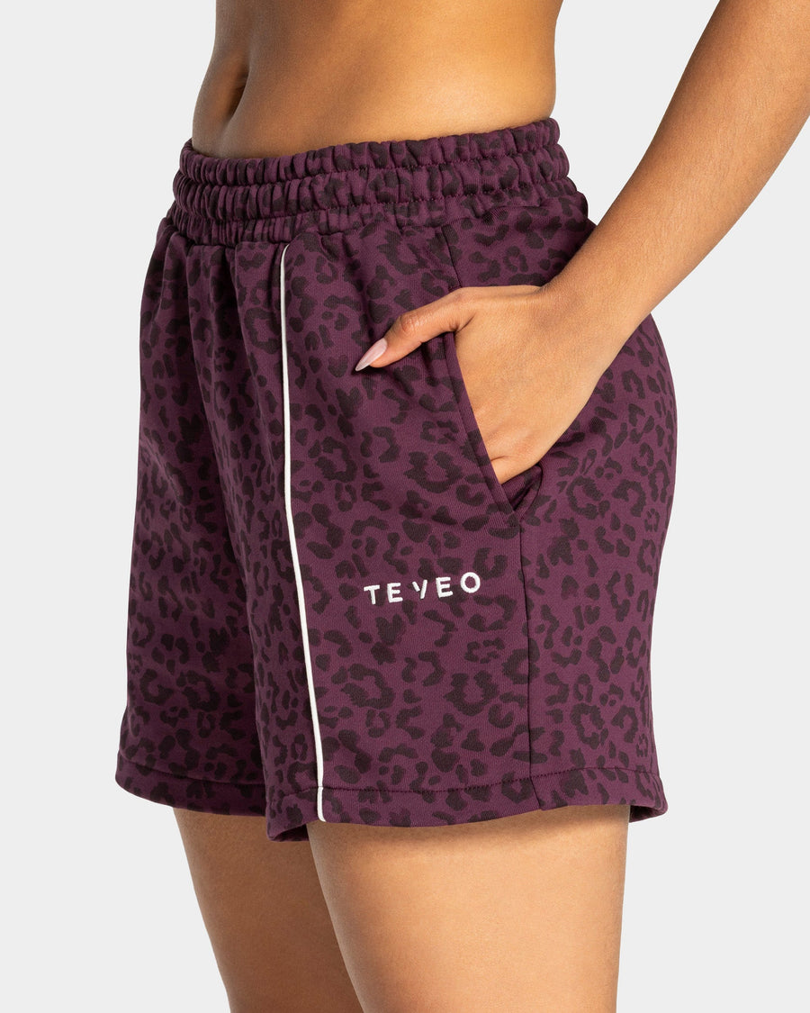 Short oversize Contrastline « Léopard merlot »