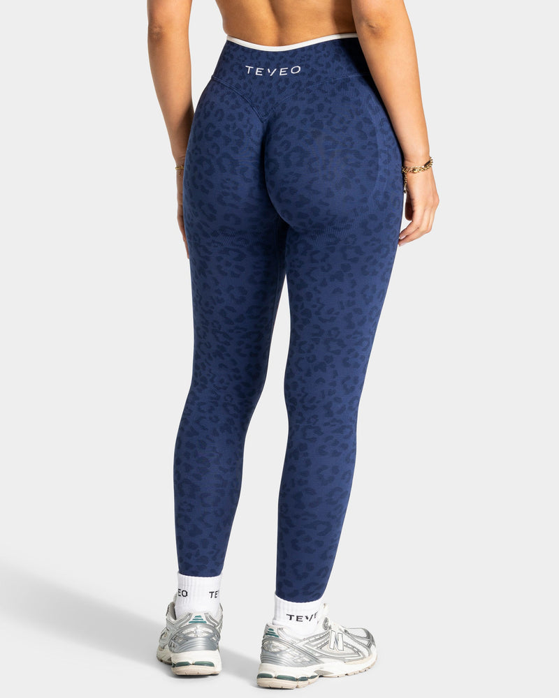 Legging Sculpt Scrunch Contrastline « Léopard bleu foncé »