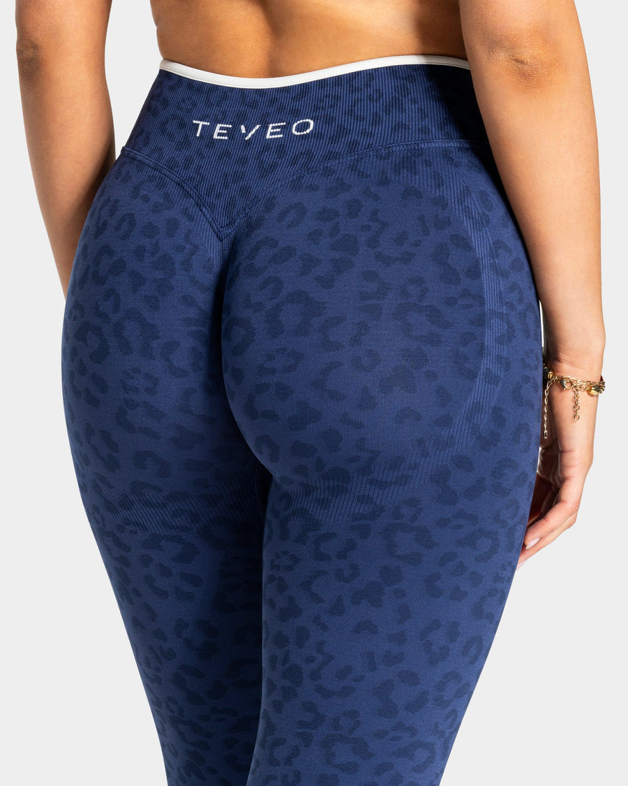 Legging Sculpt Scrunch Contrastline « Léopard bleu foncé »