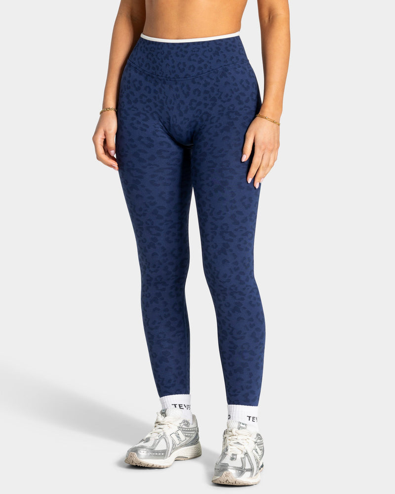 Legging Sculpt Scrunch Contrastline « Léopard bleu foncé »