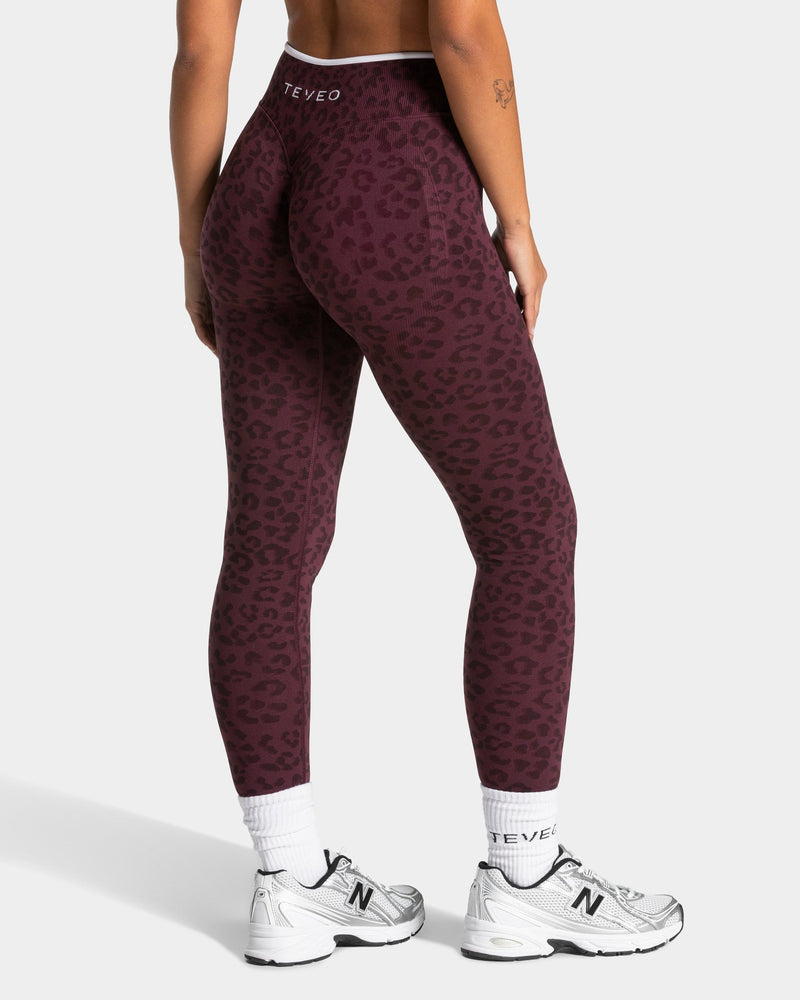 Legging Sculpt Scrunch Contrastline « léopard Merlot »