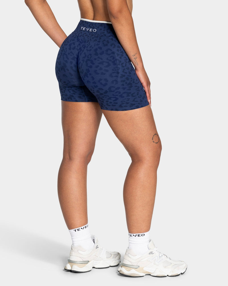 Short Sculpt Scrunch Contrastline « Léopard bleu foncé »