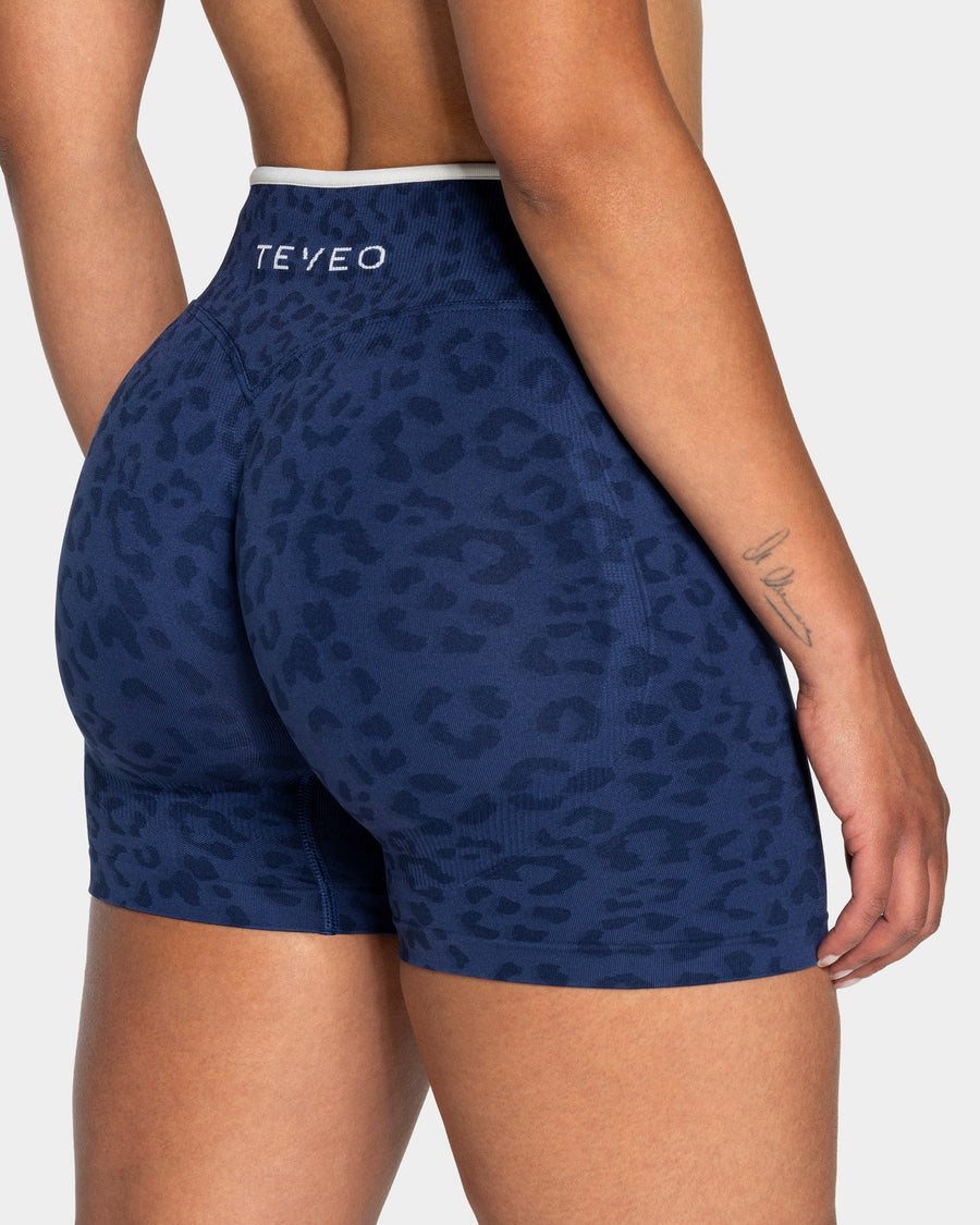Short Sculpt Scrunch Contrastline « Léopard bleu foncé »