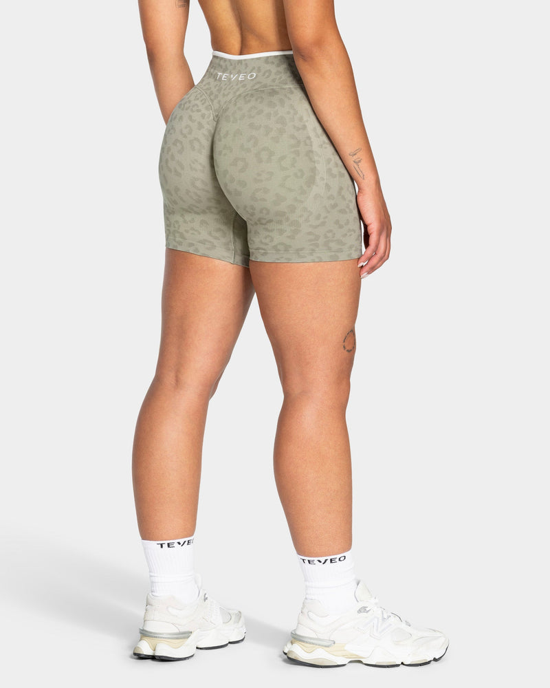 Short Sculpt Scrunch Contrastline « Léopard kaki »