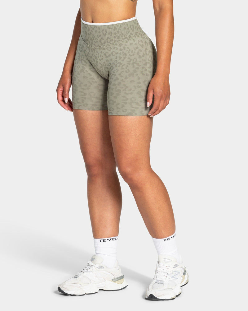 Short Sculpt Scrunch Contrastline « Léopard kaki »