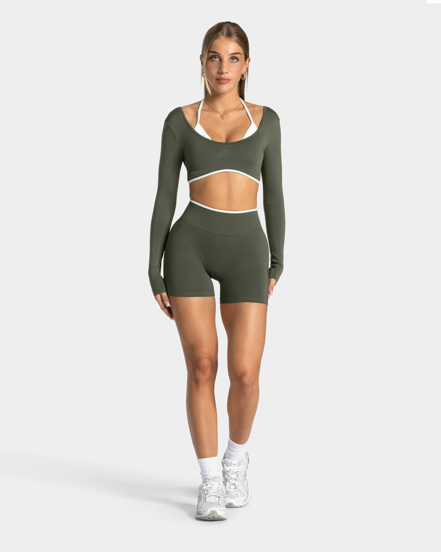 Short Sculpt Scrunch Contrastline « kaki »